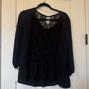 Self Esteem Black Lace Accent Blouse